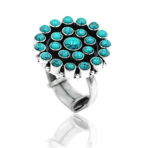 Natuurlijke turkooizen ring in 925 sterlingzilver, vintage sieraden, bloemensieraden, 925 zilveren ring, turkoois ring, handgemaakte ring, cadeauartikel