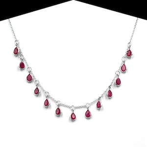 Collier ras de cou en rubis fait main : pierre de naissance de juillet plaquée or