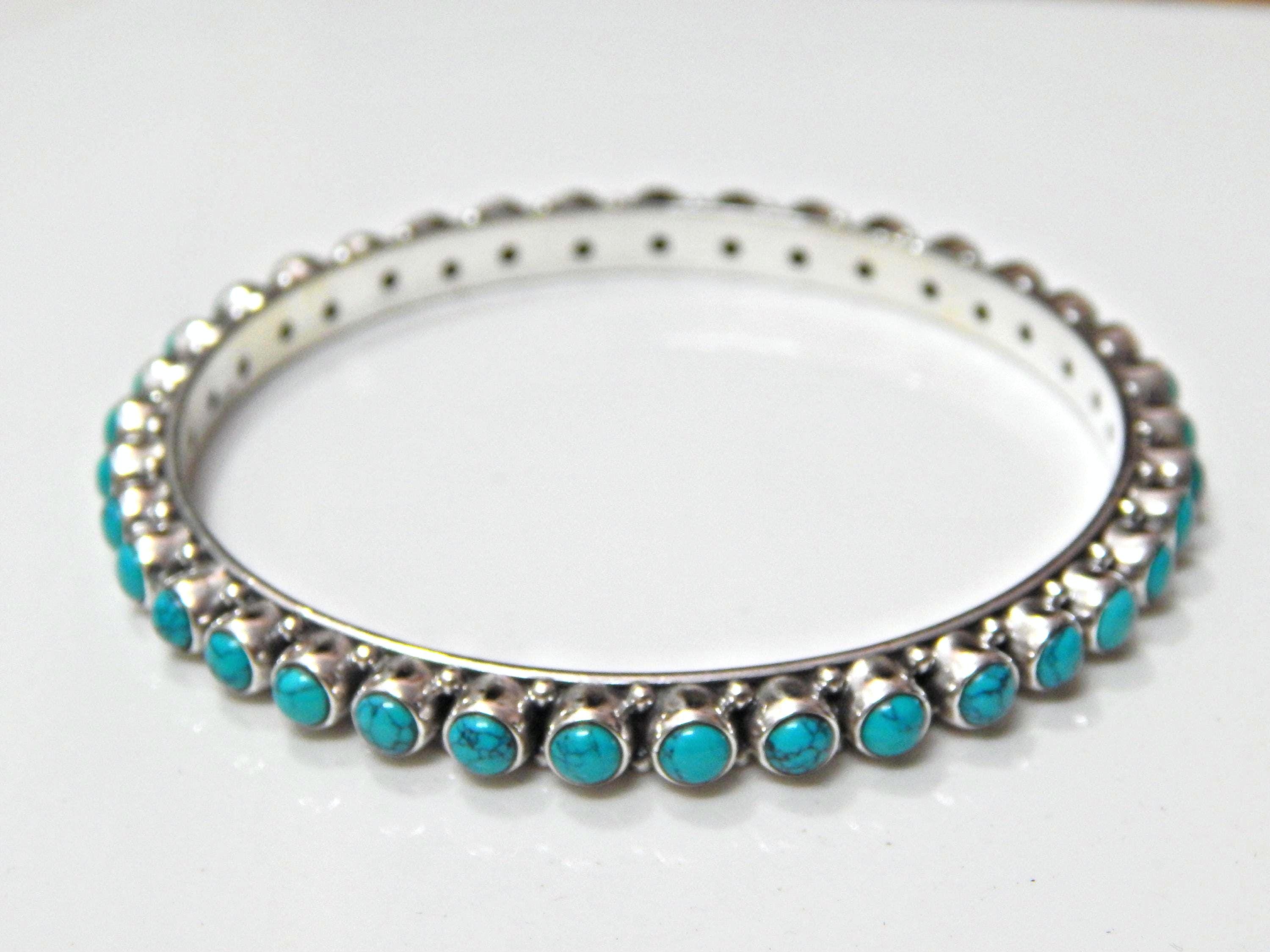 Natural Turquoise Bangle, Silver Jewelry,925 Sterling Silver