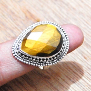 Natural Tiger &#39;eyes Ring -925 Sterling Silver-Jewelry -Gemstone Ring - Jewelry-Handmade- Gift for her Handmade ring