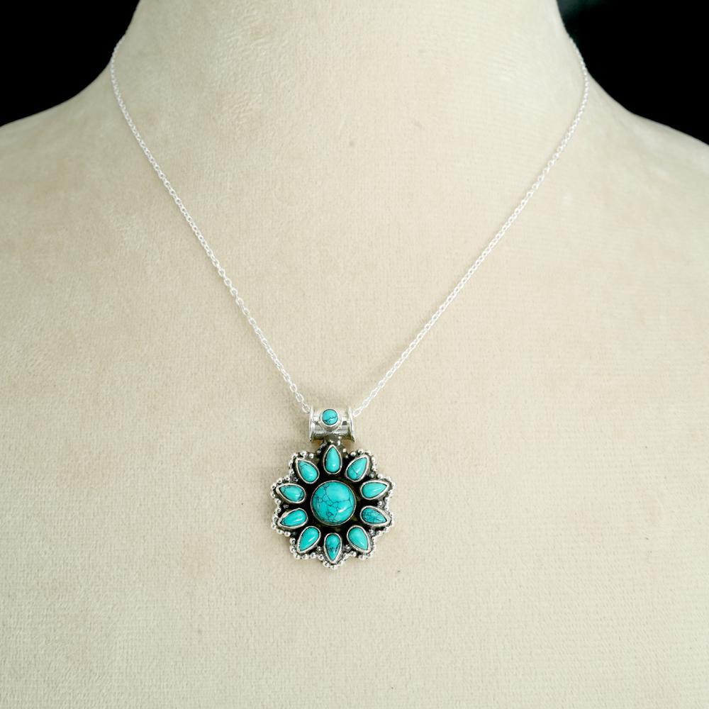アクセサリー Turquoise silver925 designer necklace Handmade Turquoise Gemstone Necklace: 925 Sterling Silver, 18 Inch