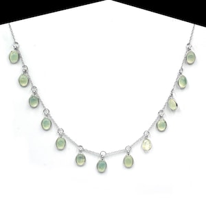Dainty Prehnite Necklace , 925 Sterling Silver Necklace , Minimalist Necklace , Choker Necklace , Wedding Jewelry , Gift Item , Adjustable