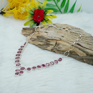 Genuine Ruby Sterling Silver Necklace: Handmade Dainty Birthstone Jewelry