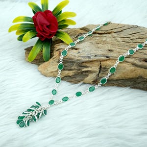Green Emerald Minimalist Necklace Sterling 925 Silver Choker Necklace Wedding Necklace Gift For Her Natural Gemstones Necklace Jewelry