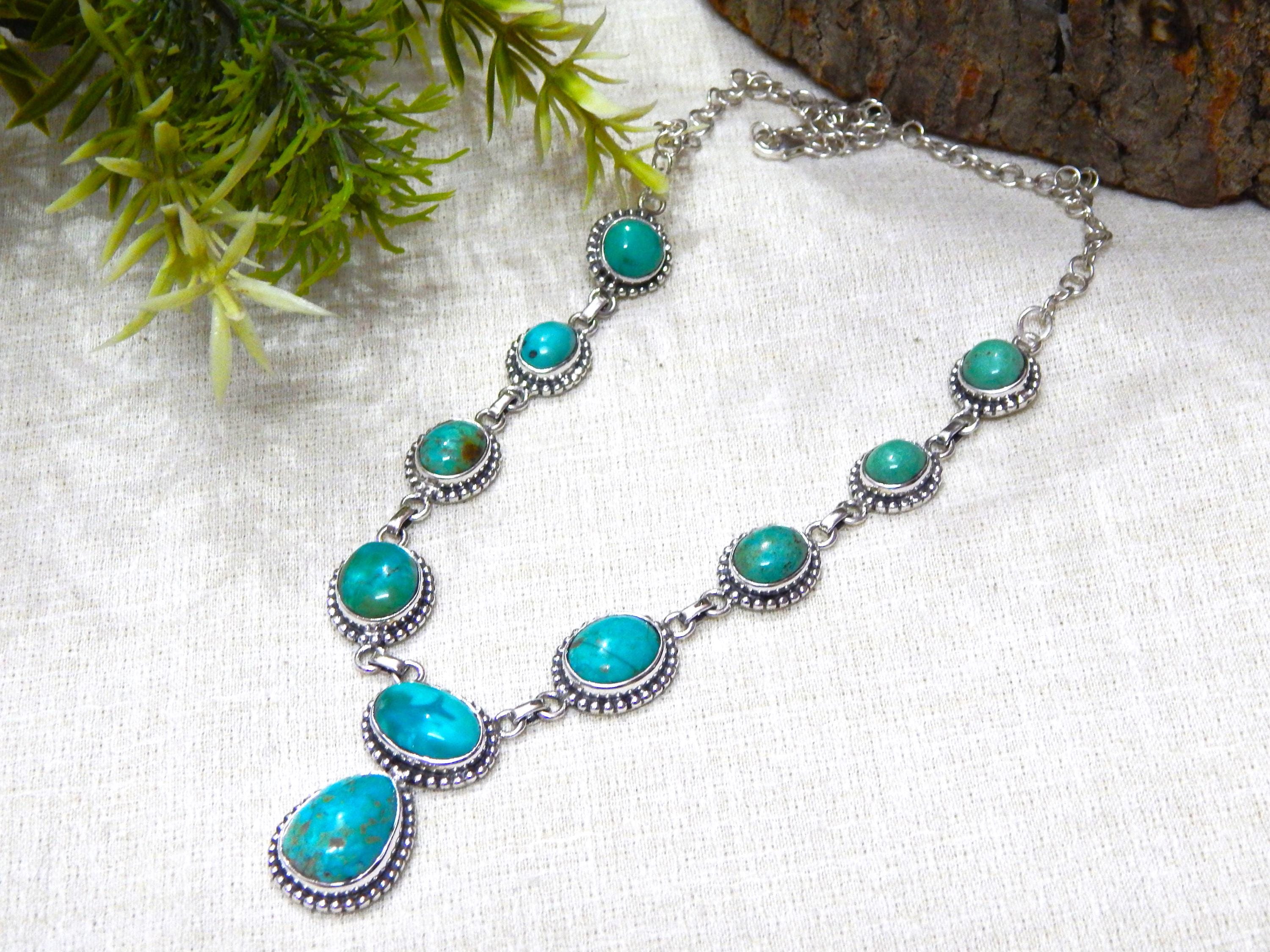 Handmade Turquoise Necklace: 925 Sterling Silver, Natural Gemstone