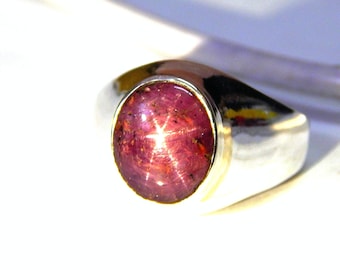Natural Star Ruby Ring:, 925 Sterling Silver Jewelry, Oval Cabochon