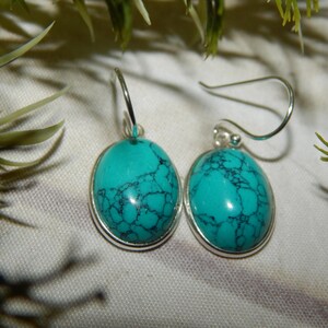 Turquoise Earring 925 sterling silver jewelry Turquoise gemstone handmade earring gift for her Wedding Earring