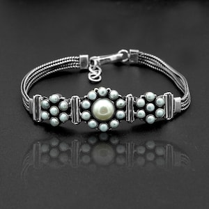 Natural Fresh  Water Pearl Bracelet-925 Sterling Silver Jewelry With Gemstone  Bracelet- For Girls & Women Gift item handmade bracelet