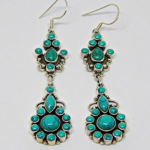 Natural Turquoise Earring Specialist Look In 925 Sterling Silver, handmade earring, Turquoise earrings, Gemstone jewelry, gift for her