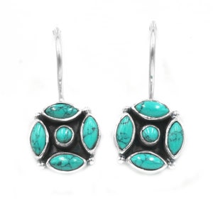 Turquoise Earring Stud !!! Silver Earring,925 Sterling Silver Jewelry earring with gemstone turquoise cabochon for Girls & women