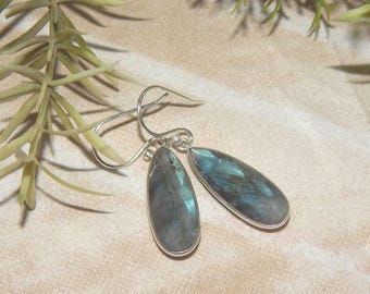Dainty Labradorite Earrings: Sterling Silver Gemstone Jewelry