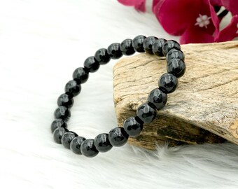 Facettierte Onyx Perlen Armband: Handgemachter Schmuck Geschenkartikel