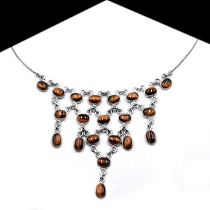 Dainty Tiger Eye Necklace: 925 Sterling Silver Choker