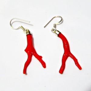 Italian Coral Earrings: 925 Sterling Silver Gemstone Jewelry