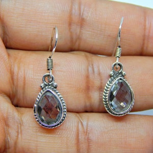 Pendiente de amatista verde, pendiente de plata pura 925, pendiente de amatista hecho a mano, regalo para ella