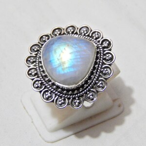 Natural Moonstone Ring for Women ,Sterling Silver Rings, Birthday Gift for Best Friend ,Ring Moonstone Rainbow