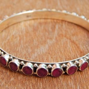 Ruby Gemstone Bangle, Silver jewelry,925 Sterling Silver Bangle, Gift, Handmade Bangle, ruby Gemstone Bangle-Size 2-4 handmade bangle