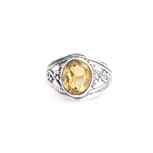 Ovalschliff Echter Citrin Ring 925 Silber Ring Citrin Schmuck unisex Ring handgemachtes Ring Geschenk für ihren facettierten Citrin Ring