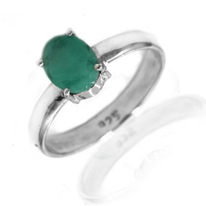 Natural Emerald Ring, 925 Sterling Silver Jewelry ring gemstone natural emerald faceted gift Rings Handmade ring