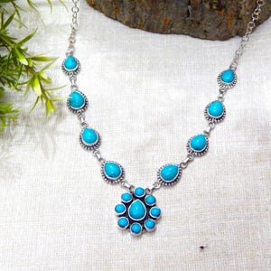 Natural Turquoise necklace 925 Sterling silver jewelry gemstone jewelry turquoise jewelry handmade necklace women necklace gift for her