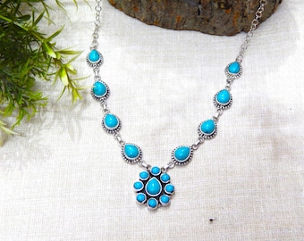 Natural Turquoise Necklace: Handmade 925 Sterling Silver Jewelry