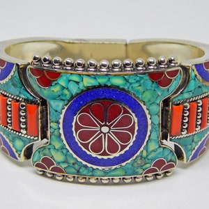 Coral, Turquoise And Lapis Lazuli Gemstone Bangle For Girls And Women ,Gift Item