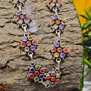 Natural Multi Gemstone Necklace jewelry-925sterling silver Mix Gemstone Necklace handmade necklace Anniversary Gift For Her