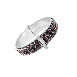 Natural Ruby Gemstone Bangle, Silver jewelry,925 Sterling Silver Bangle, Gift, Handmade Bangle, ruby handmade bangle Adjustable Bangle
