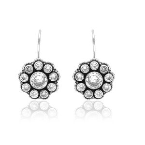 Natural Cubic Zirconia Earrings Statement Earrings 925 Sterling Silver Earrings Wedding Earrings Gift For Her CZ Earrings Anniversary Gift