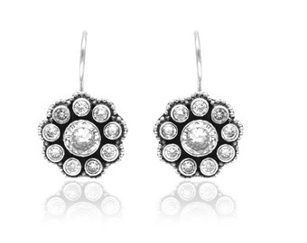 Brincos statement com zircônias cúbicas: Joias de casamento em prata de lei 925