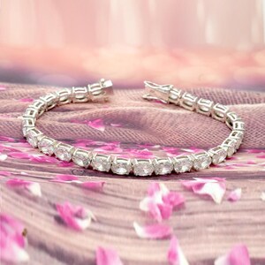 Natural Cubic zirconia Bracelet , 925 Sterling Silver, Silver bracelet , Tennis bracelet  , Silver Jewelry ,Cubic Zirconia Gemstone Bracelet