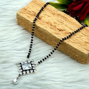 Zircon necklace 925 Sterling silver jewelry Zircon gemstone handmade necklace women necklace gift for her Manglasutra Necklace