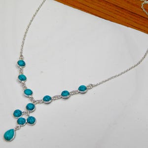 Turquoise necklace 925 Sterling silver jewelry Turquoise gemstone handmade necklace women necklace gift for her