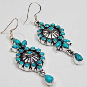 Turquoise Dangle Earrings, 92.5 Silver Earring, Boho Earrings, Wedding Jewelry, Gift For Her, Turquoise  Earrings, Vintage Earrings