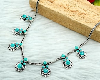Handmade Turquoise Necklace: Sterling Silver Gemstone Jewelry
