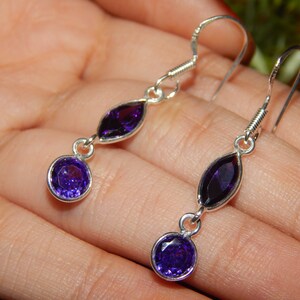 Natural Genuine Top Quality Amethyst Earring 925 Sterling Silver Earring Wedding Jewelry Earring Purple earring Anniversary gift for her
