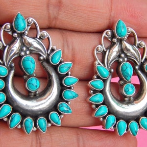 Natural turquoise earring stud, 925 sterling silver jewelry, gemstone jewelry, Turquoise Jewelry, Handmade Earring, Oxidized Jewelry
