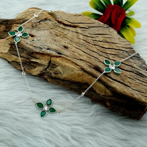 Emerald Necklace Sterling 925 Silver Necklace Choker Necklace Minimalist Necklace Wedding Necklace Gift For Her Natural Gemstones Necklace