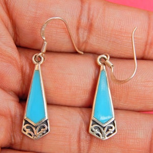 Turquoise Earrings, 925 Sterling Silver , Turquoise Jewelry, Genuine turquoise, Handmade Jewelry, Gift for herm