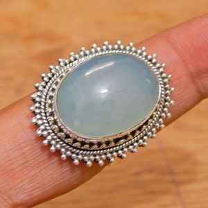Chalcedony Gemstone sterling silver handmade ring , gift for her , natural gemstone , love stone , Anniversary gift ideas , Statement Rings