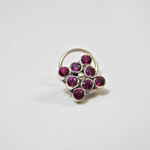 Handgemaakte robijnrode neusring: 925 sterlingzilveren sieraden