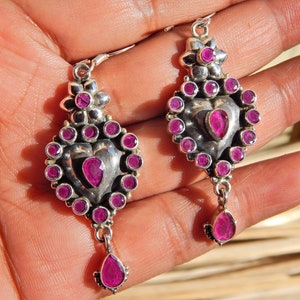 Ruby Earring ,925 Sterling Silver Jewelry earring with gemstone Ruby, Handmade, Gift for Girls & Women
