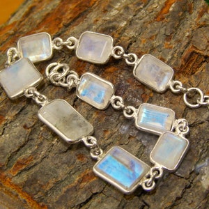 Natural Genuine Moonstone Bracelet 925 Sterling Silver Moonstone Gemstone Bracelet Wedding Jewelry Anniversary Gift For Her