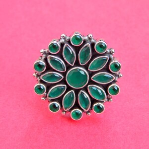 Natural Green onyx Rings 925 Sterling Silver Jewelry Ring With Gemstone green onyx Faceted For Girls & Women Gift Rings