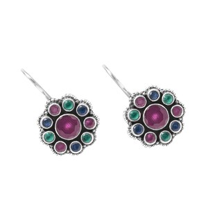 Natural Multi Gemstones Earrings , 925 Sterling Silver Earrings , Gift For Her , Handmade earring , Gemstone earring , Anniversary Gift