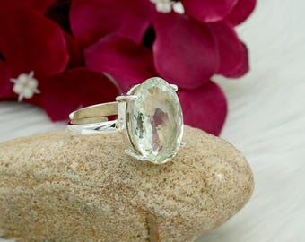 Groene amethist 925 sterlingzilveren ring