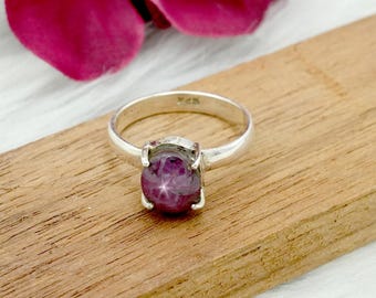 Natural Star Ruby Ring: Gemstone, 925 Sterling Silver Jewelry