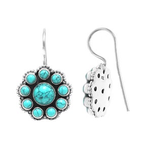 Natural Turquoise Earrings Statement Earrings 925 Sterling Silver Earrings Wedding Earrings Gift For Her Turquoise Earrings Anniversary Gift