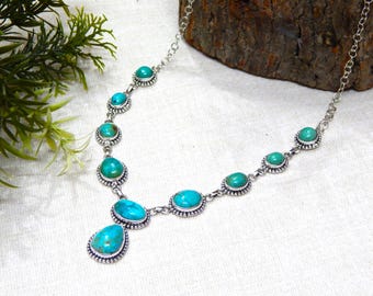 Handmade Turquoise Necklace: 925 Sterling Silver, Natural Gemstone