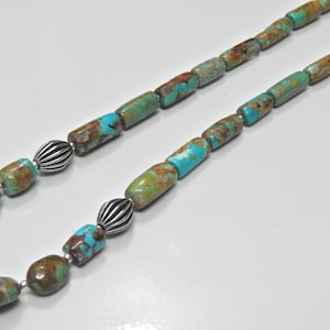 Turquoise Beaded Necklace: Sterling Silver Gemstone, Handmade